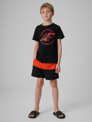  4F JUNIOR Chłopięce spodenki plażowe 4F 4FJWSS26UBDSM203  czerwone Czerwony