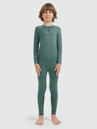  4F JUNIOR Chłopięca bielizna termoaktywna komplet 4F 4FJRAW25USEAM265  zielona Zielony