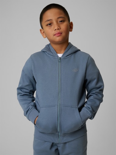  4F JUNIOR Chłopięca bluza rozpinana z kapturem 4F 4FJRSS26TSWSM2749  denim Denim