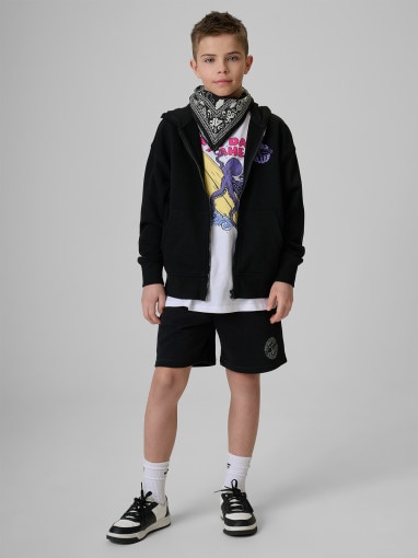 Chłopięca bluza rozpinana z kapturem 4F 4FJRSS26TSWSM2934 - czarna