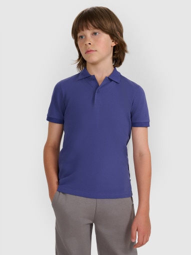  4F JUNIOR Chłopięca koszulka polo 4F 4FJRAW25TPTSM0749  granatowa Granatowy