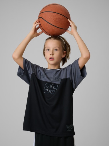  4F JUNIOR Chłopięca koszulka treningowa 4F 4FJRSS26TFTSM2392  czarna Czarny