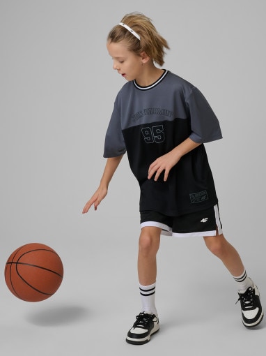 Chłopięca koszulka treningowa 4F 4FJRSS26TFTSM2392 - czarna