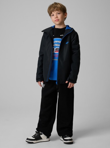 Chłopięca kurtka przejściowa 4F 4FJRSS26TTJAM1136 - czarna