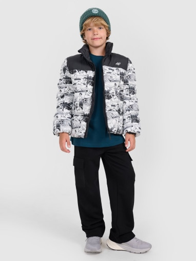 Chłopięca kurtka puchowa pikowana 4F 4FJRAW25TDJAM0749 - biała