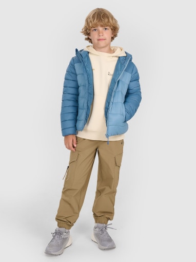 Chłopięca kurtka puchowa pikowana 4F 4FJRAW25TDJAM0770 - niebieska