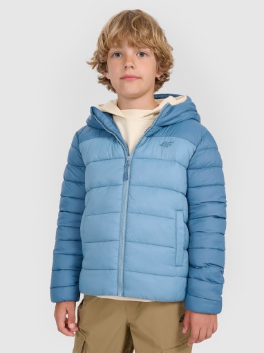 4F JUNIOR Chłopięca kurtka puchowa pikowana 4F 4FJRAW25TDJAM0770  niebieska Niebieski