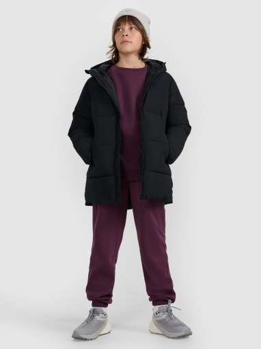 Chłopięca kurtka puchowa pikowana 4F 4FJRAW25TDJAM0805 - czarna