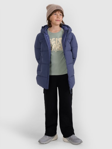 Chłopięca kurtka puchowa pikowana 4F 4FJRAW25TDJAM0805 - granatowa