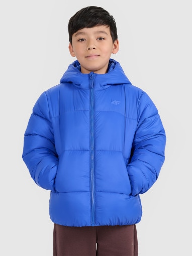  4F JUNIOR Chłopięca kurtka puchowa pikowana 4F 4FJRAW25TDJAM0809  niebieska Niebieski