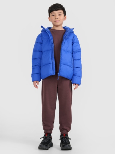 Chłopięca kurtka puchowa pikowana 4F 4FJRAW25TDJAM0809 - niebieska