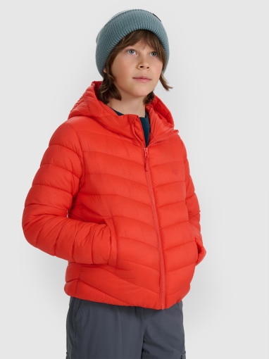  4F JUNIOR Chłopięca kurtka puchowa pikowana 4F 4FJRAW25TDJAM0819  czerwona Czerwony