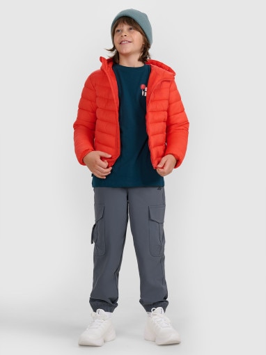 Chłopięca kurtka puchowa pikowana 4F 4FJRAW25TDJAM0819 - czerwona