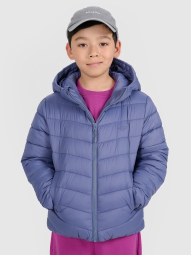  4F JUNIOR Chłopięca kurtka puchowa pikowana 4F 4FJRAW25TDJAM0819  niebieska Niebieski