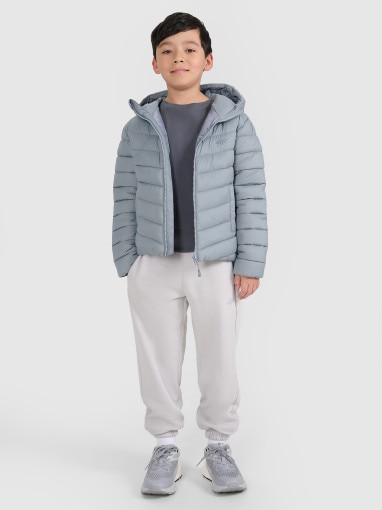 Chłopięca kurtka puchowa pikowana 4F 4FJRAW25TDJAM0819 - szara