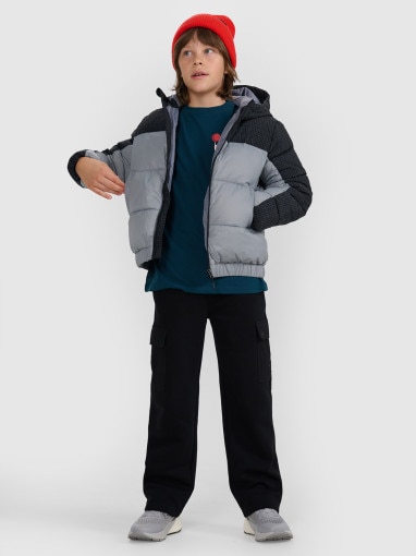 Chłopięca kurtka puchowa pikowana 4F 4FJRAW25TDJAM0820 - szara