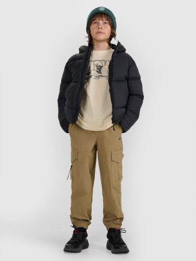 Chłopięca kurtka puchowa pikowana 4F 4FJRAW25TDJAM0821 - czarna