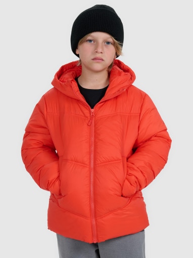  4F JUNIOR Chłopięca kurtka puchowa pikowana 4F 4FJRAW25TDJAM0821  czerwona Czerwony