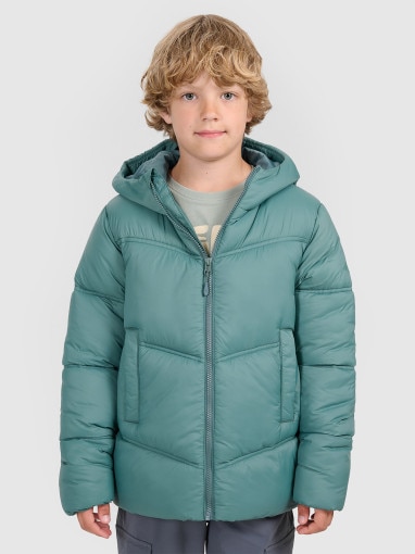  4F JUNIOR Chłopięca kurtka puchowa pikowana 4F 4FJRAW25TDJAM0821  zielona Zielony