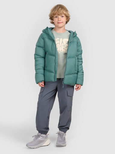 Chłopięca kurtka puchowa pikowana 4F 4FJRAW25TDJAM0821 - zielona