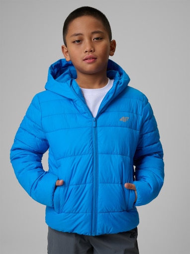  4F JUNIOR Chłopięca kurtka puchowa pikowana 4F 4FJWSS26TDJAM0741  niebieska Niebieski