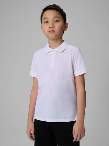  4F JUNIOR Chłopięce polo 4F 4FJWSS26TPTSM662  białe Biały