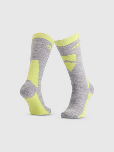  4F JUNIOR Chłopięce skarpetki narciarskie 4F 4FJWAW25UFSOM224  szare Szary