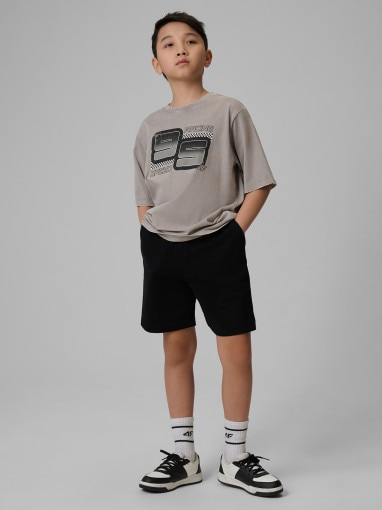  4F JUNIOR Chłopięce spodenki dresowe 4F 4FJRSS26TSHOM0866  czarne Czarny