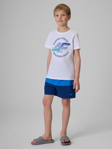  4F JUNIOR Chłopięce spodenki plażowe 4F 4FJWSS26UBDSM203  granatowe Granatowy