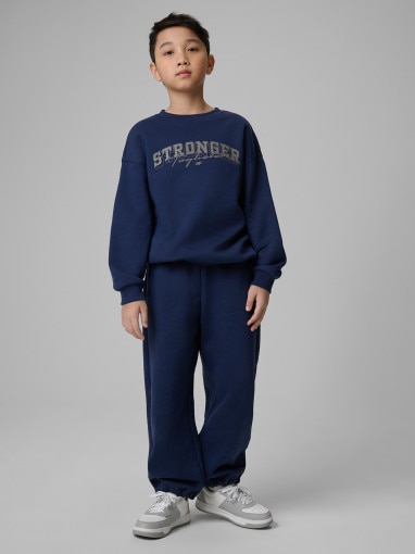  4F JUNIOR Chłopięce spodnie dresowe 4F 4FJRSS26TTROM1731  granatowe Granatowy