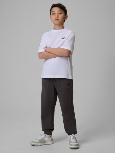  4F JUNIOR Chłopięce spodnie dresowe joggery 4F 4FJWSS26TTROM1437  szare Szary