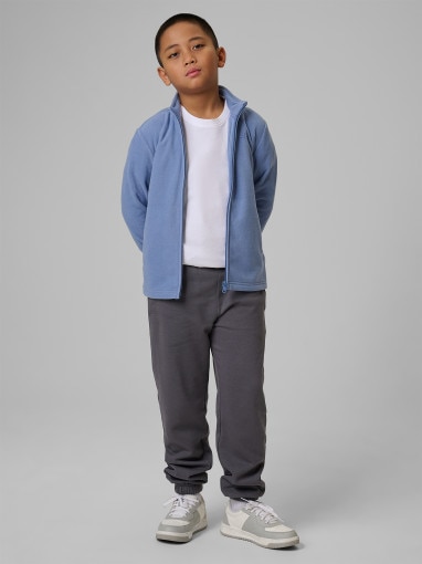 Chłopięcy polar rozpinany ze stójką 4F 4FJRSS26TFLEM508 - granatowy