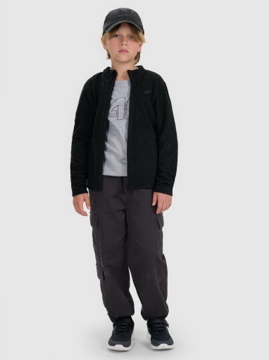 Chłopięcy polar ze stójką 4F 4FJRAW25TFLEM436 - czarny