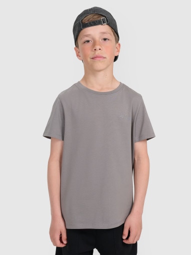 4F JUNIOR Chłopięcy tshirt basic 4F 4FJRAW25TTSHM3260  szary Szary