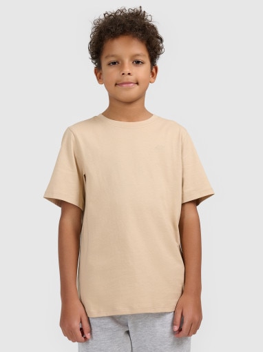 Chłopięcy t-shirt regular 4F 4FJWSS26TTSHM3006 - beżowy