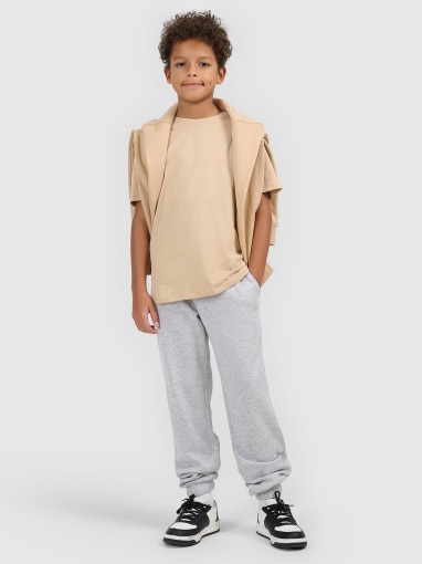  4F JUNIOR Chłopięcy tshirt regular 4F 4FJWSS26TTSHM3006  beżowy Beżowy