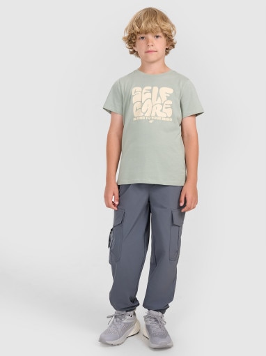 Chłopięcy t-shirt z nadrukiem 4F 4FJRAW25TTSHM3205 - zielony