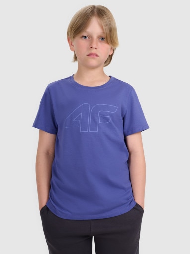  4F JUNIOR Chłopięcy tshirt z nadrukiem 4F 4FJRAW25TTSHM3261  niebieski Niebieski
