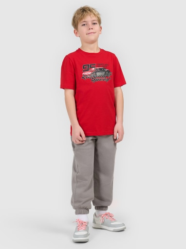 Chłopięcy t-shirt z nadrukiem 4F 4FJRSS26TTSHM3681 - czerwony