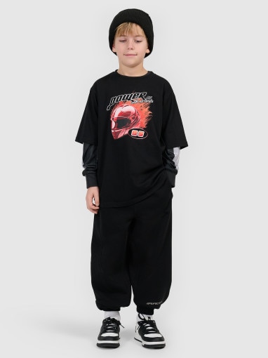  4F JUNIOR Chłopięcy tshirt z nadrukiem 4F 4FJRSS26TTSHM3683  czarny Czarny