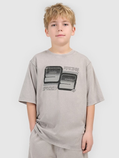  4F JUNIOR Chłopięcy tshirt z nadrukiem 4F 4FJRSS26TTSHM3684  szary Szary