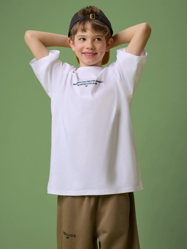  4F JUNIOR Chłopięcy tshirt z nadrukiem 4F 4FJRSS26TTSHM3696  biały Biały