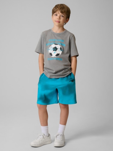 Chłopięcy t-shirt z nadrukiem 4F 4FJRSS26TTSHM3833 - szary
