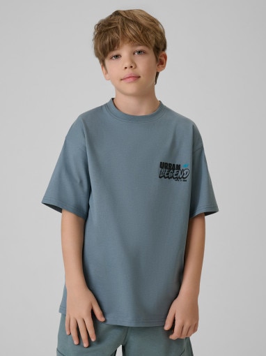  4F JUNIOR Chłopięcy tshirt z nadrukiem 4F 4FJRSS26TTSHM4175  denim Denim