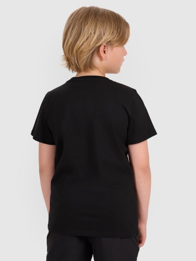 Chłopięcy t-shirt z nadrukiem 4F 4FJWAW25TTSHM2417 - czarny
