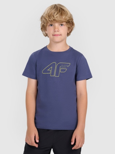  4F JUNIOR Chłopięcy tshirt z nadrukiem 4F 4FJWAW25TTSHM2417  granatowy Granatowy