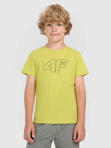  4F JUNIOR Chłopięcy tshirt z nadrukiem 4F 4FJWAW25TTSHM2417  żółty żółty