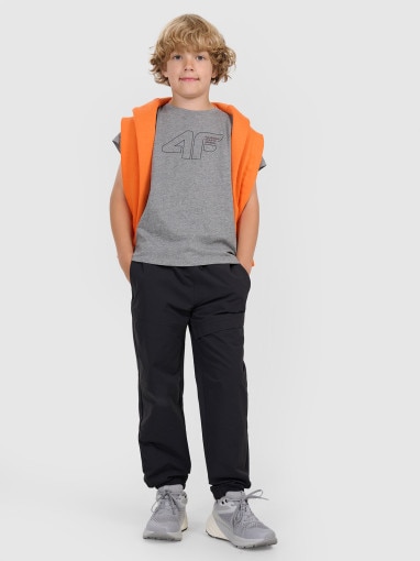 Chłopięcy t-shirt z nadrukiem 4F 4FJWAW25TTSHM2417 - szary