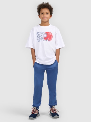 Chłopięcy t-shirt z nadrukiem 4F 4FJWSS26TFTSM1968 - biały