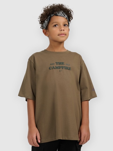  4F JUNIOR Chłopięcy tshirt z nadrukiem 4F 4FJWSS26TTSHM2813  khaki Khaki